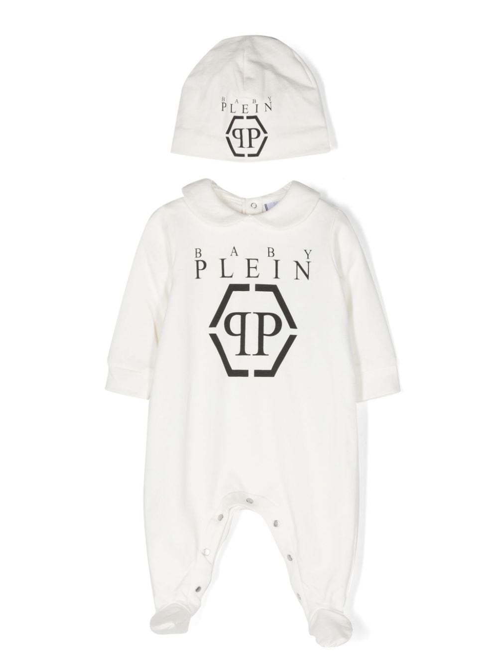 Philipp Plein Junior logo-print cotton romper - White von Philipp Plein Junior