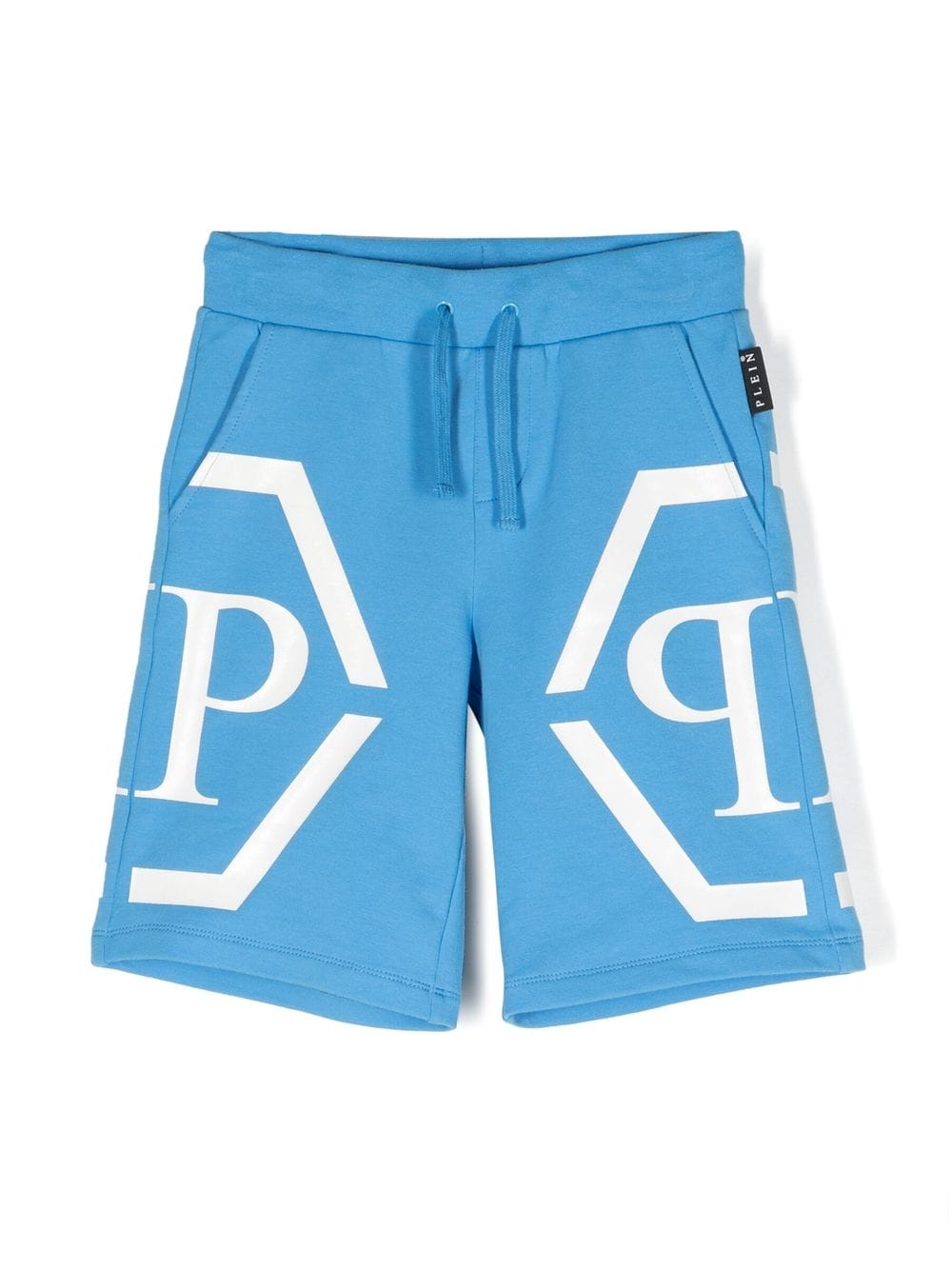 Philipp Plein Junior logo-print detail shorts - Blue von Philipp Plein Junior