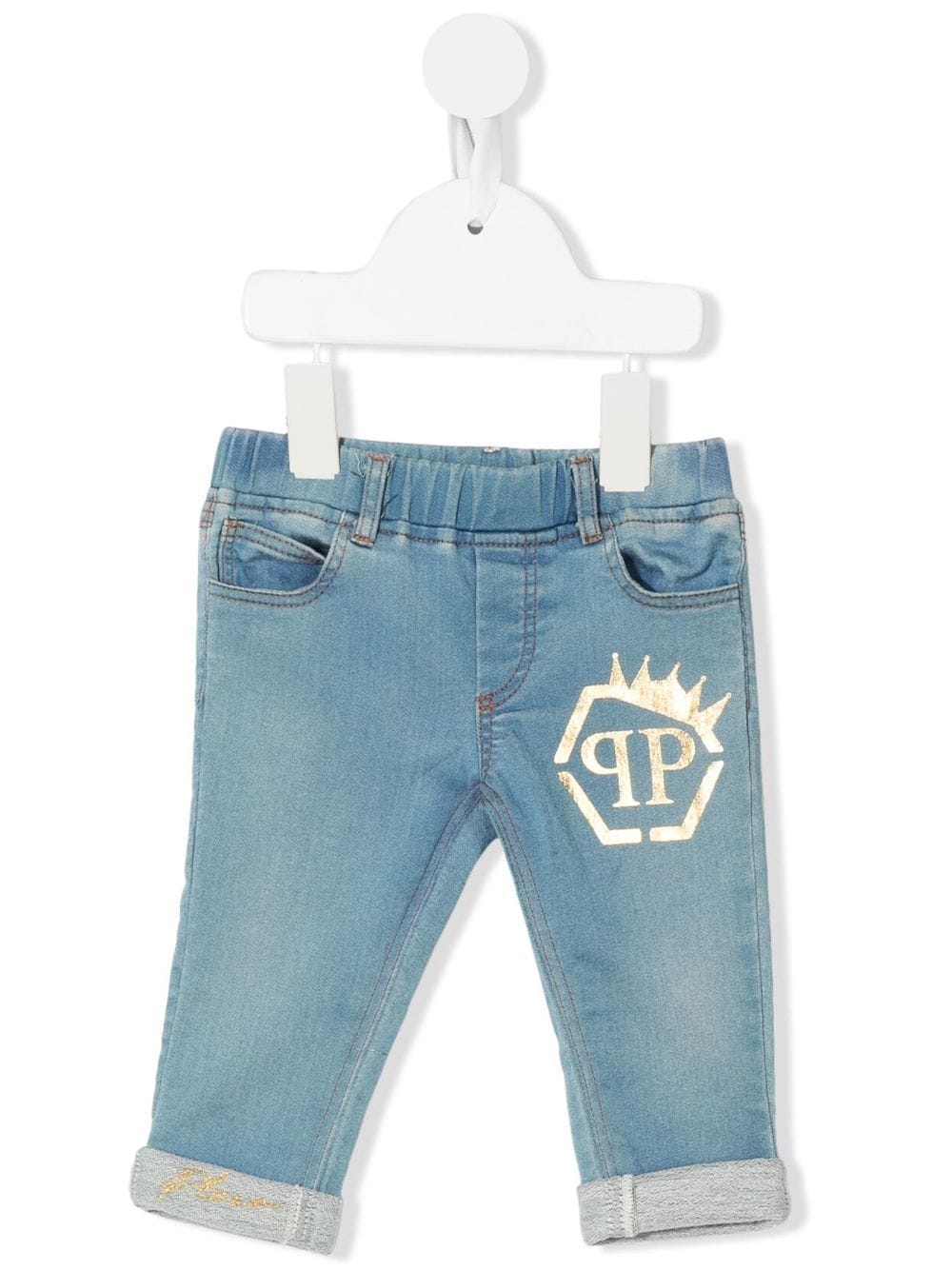 Philipp Plein Junior logo-print slim jeans - Blue von Philipp Plein Junior