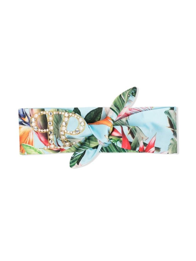 Philipp Plein Junior pearl-logo bow headband - Blue von Philipp Plein Junior