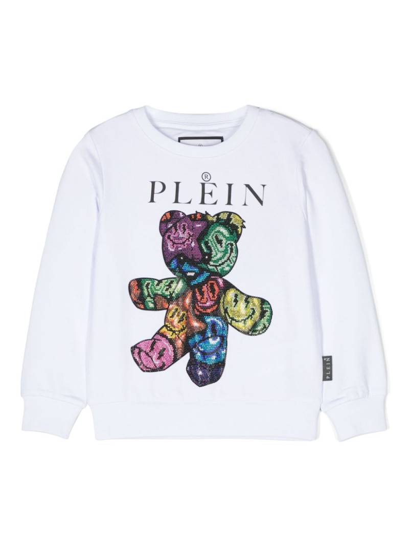 Philipp Plein Junior Teddy Bear crystal-embellished sweatshirt - White von Philipp Plein Junior