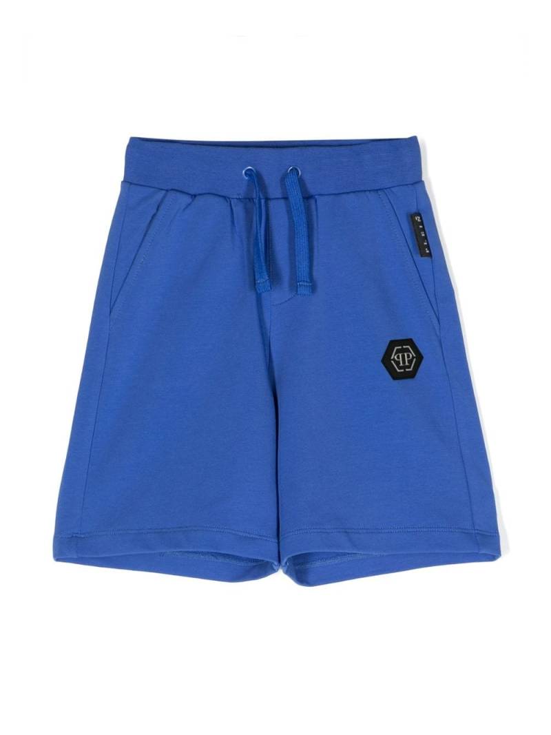 Philipp Plein Junior side logo-patch shorts - Blue von Philipp Plein Junior