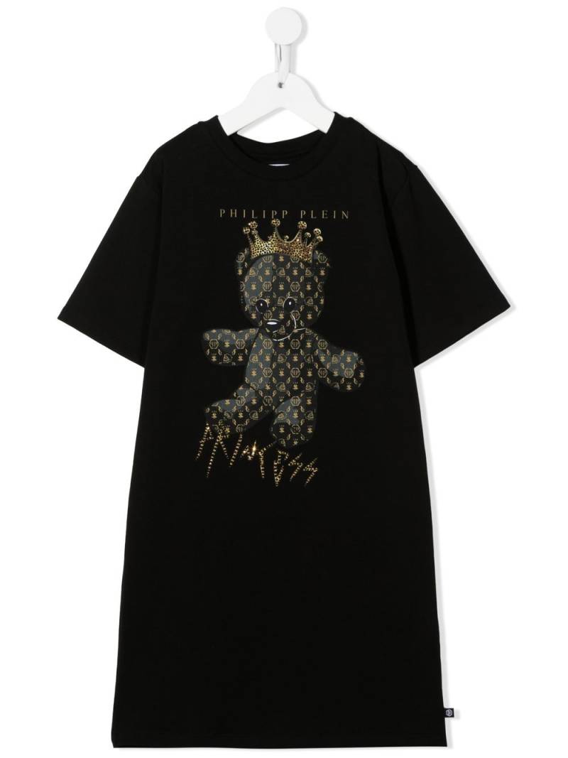 Philipp Plein Junior teddy bear-print T-shirt dress - Black von Philipp Plein Junior