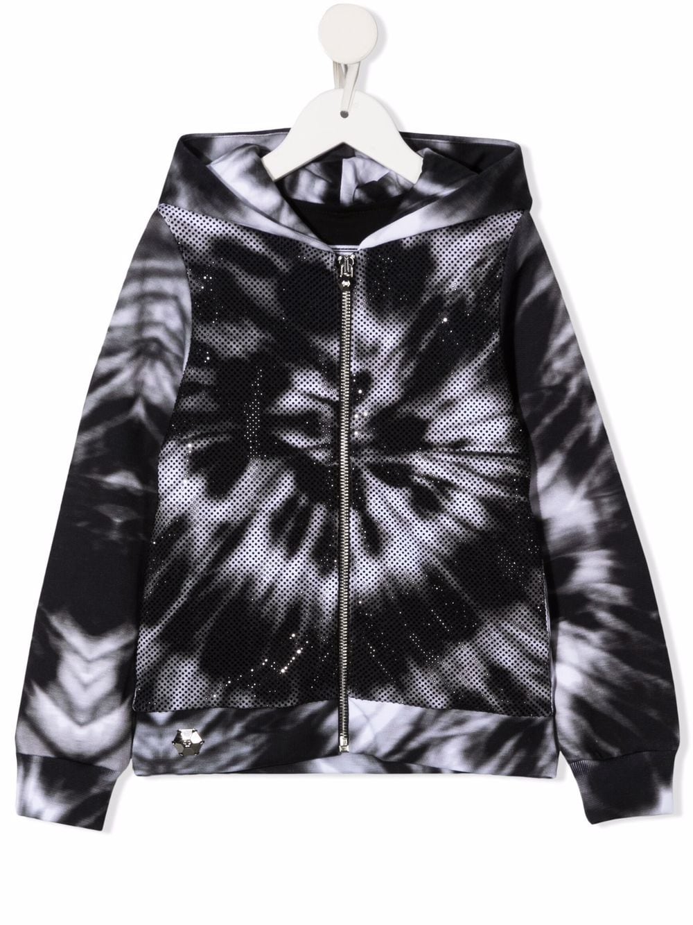 Philipp Plein Junior tie-dye cotton hoodie - Black von Philipp Plein Junior