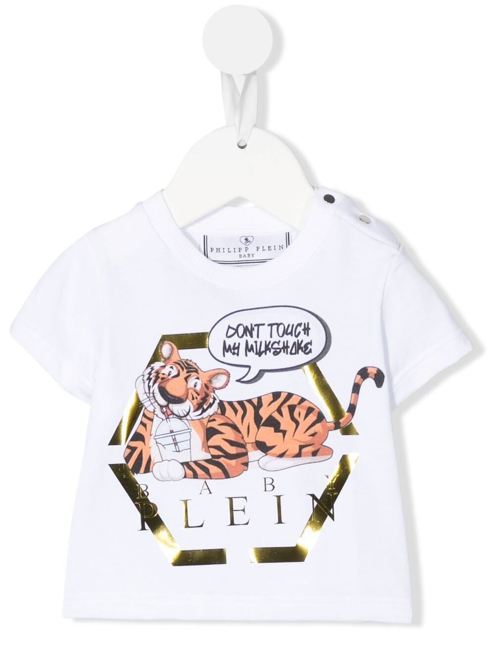 Philipp Plein Junior tiger-print logo T-shirt - White von Philipp Plein Junior