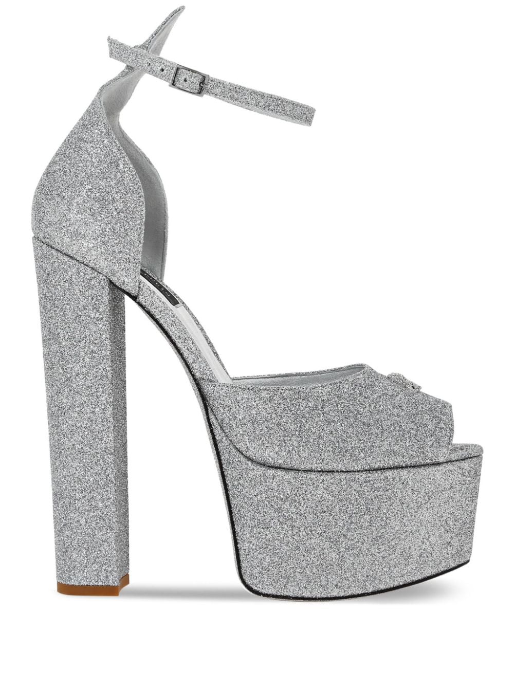 Philipp Plein 120mm glitter-detailing leather sandals - Silver von Philipp Plein