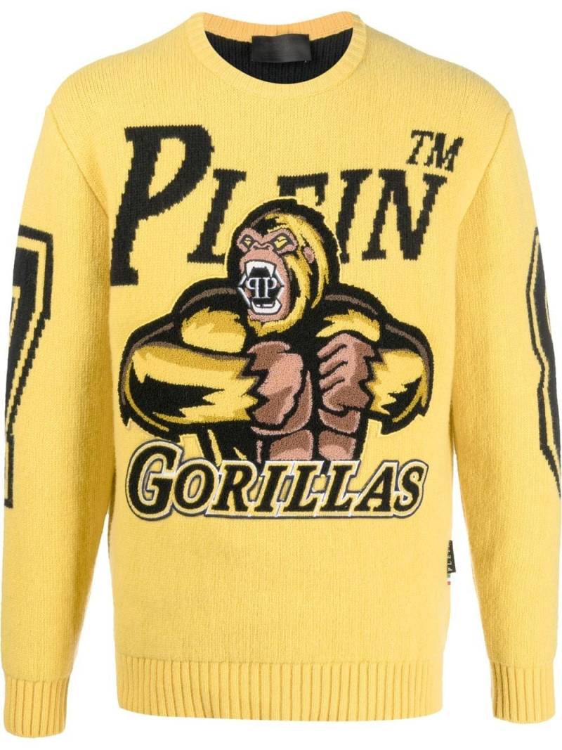 Philipp Plein Basketball wool pullover jumper - Yellow von Philipp Plein