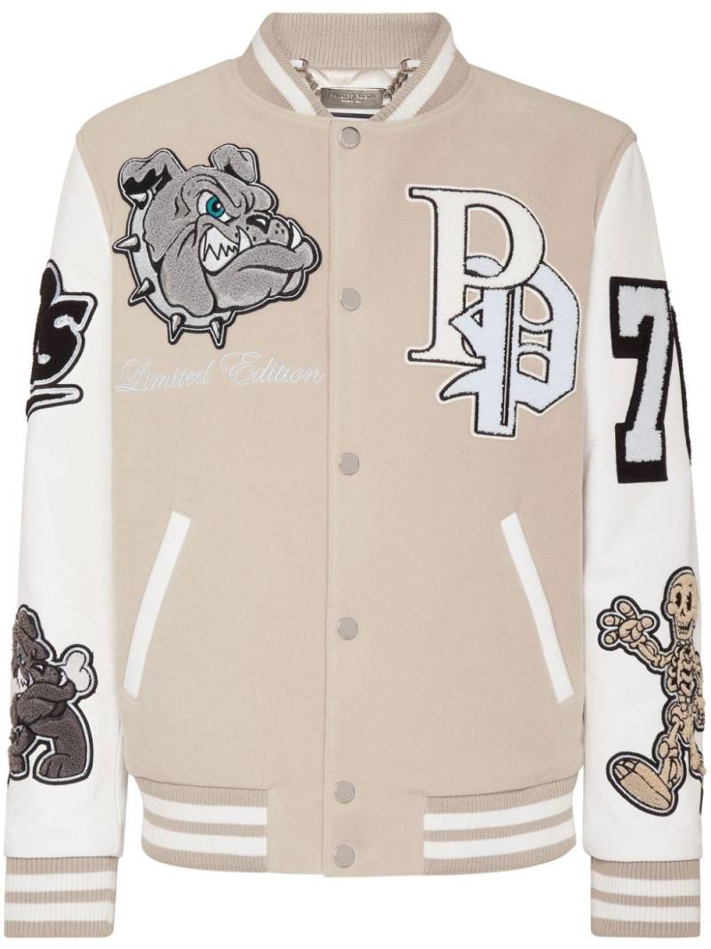 Philipp Plein Bulldog-patch bomber jacket - Neutrals von Philipp Plein