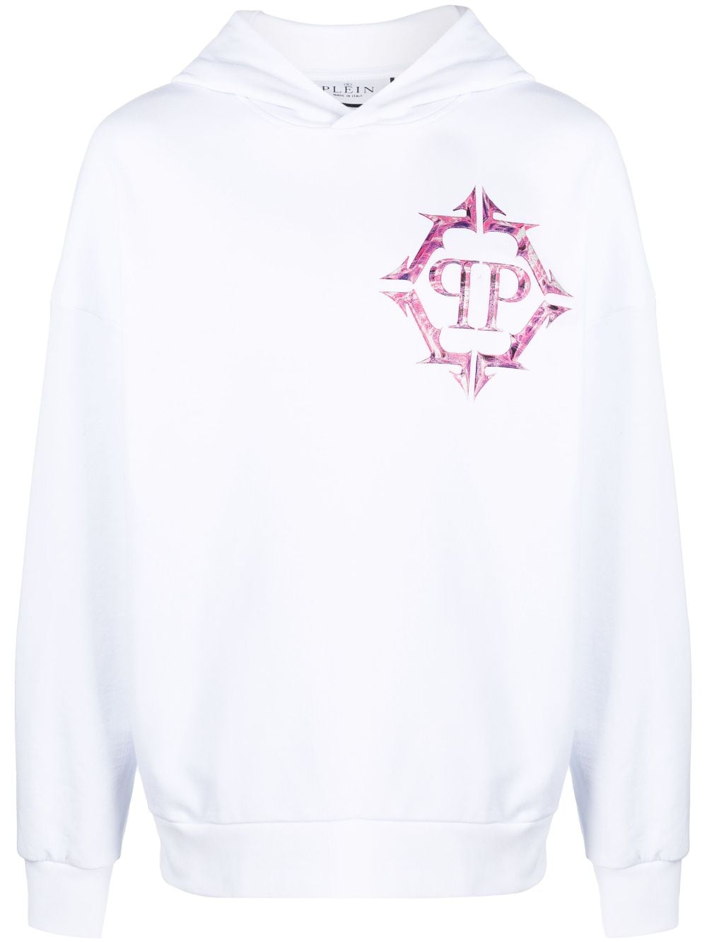 Philipp Plein Chrome logo-print cotton hoodie - White von Philipp Plein