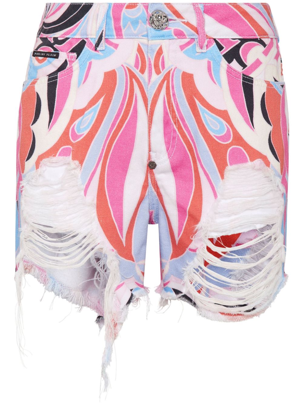 Philipp Plein Colorful Circus ripped mini shorts - White von Philipp Plein