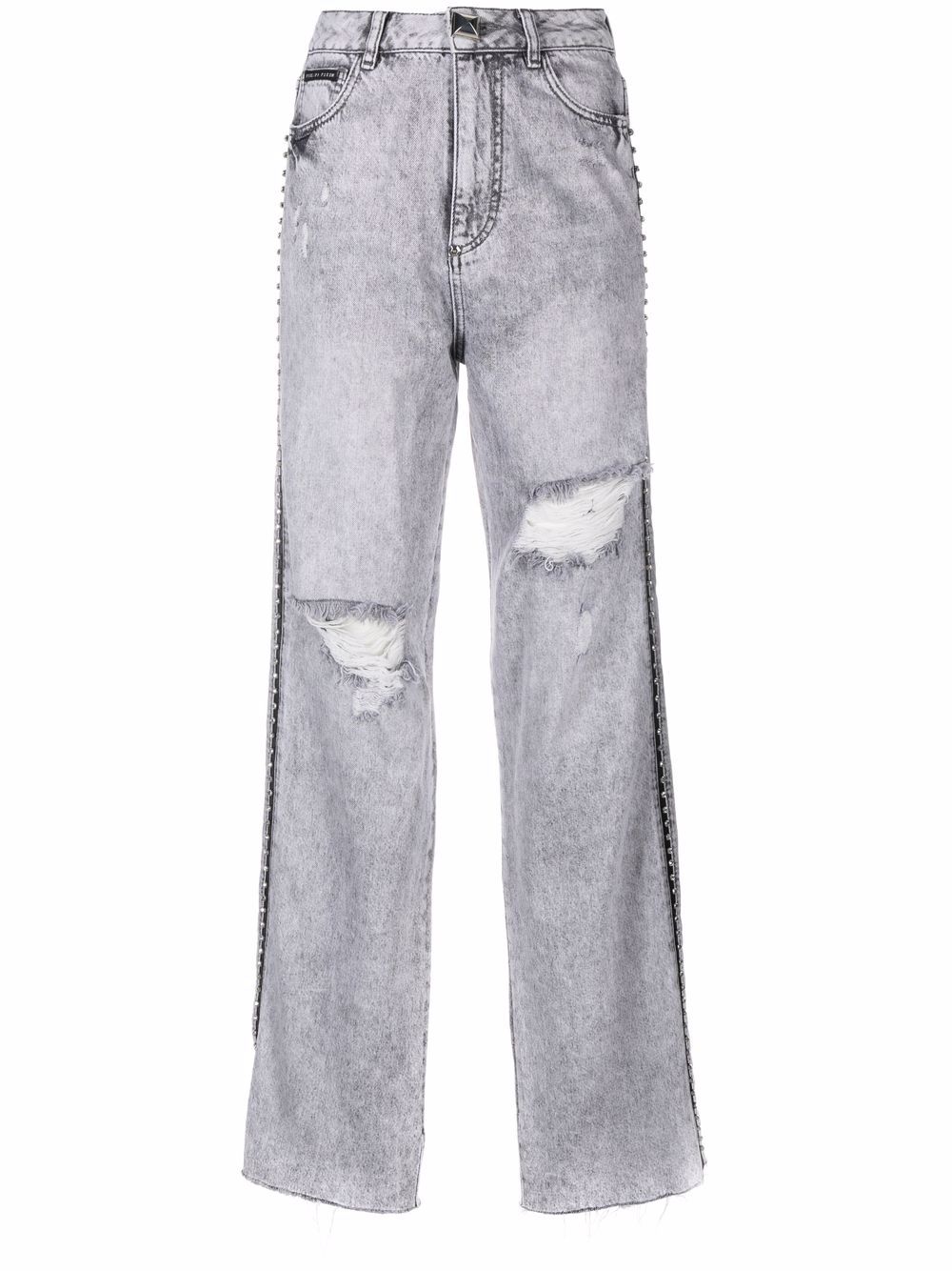 Philipp Plein Crystal ripped straight jeans - Grey von Philipp Plein