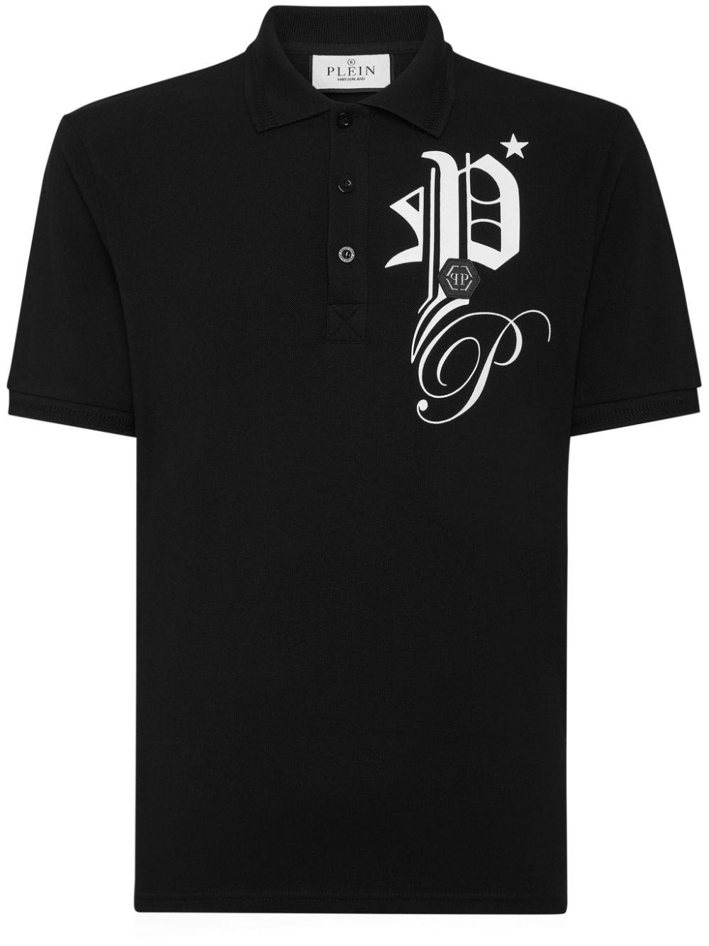 Philipp Plein Gothic Plein cotton polo shirt - Black von Philipp Plein