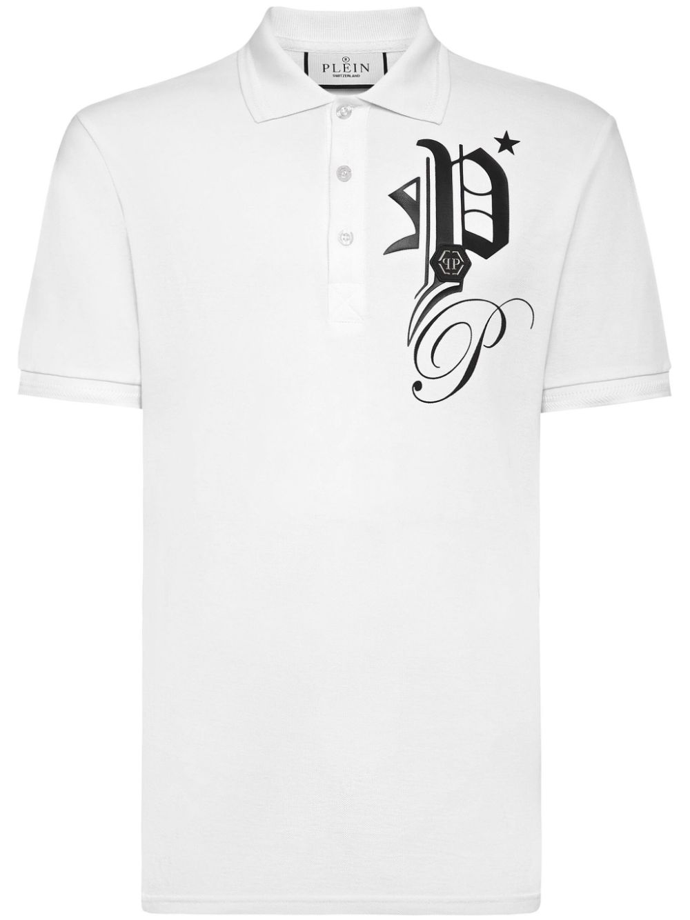 Philipp Plein Gothic Plein cotton polo shirt - White von Philipp Plein