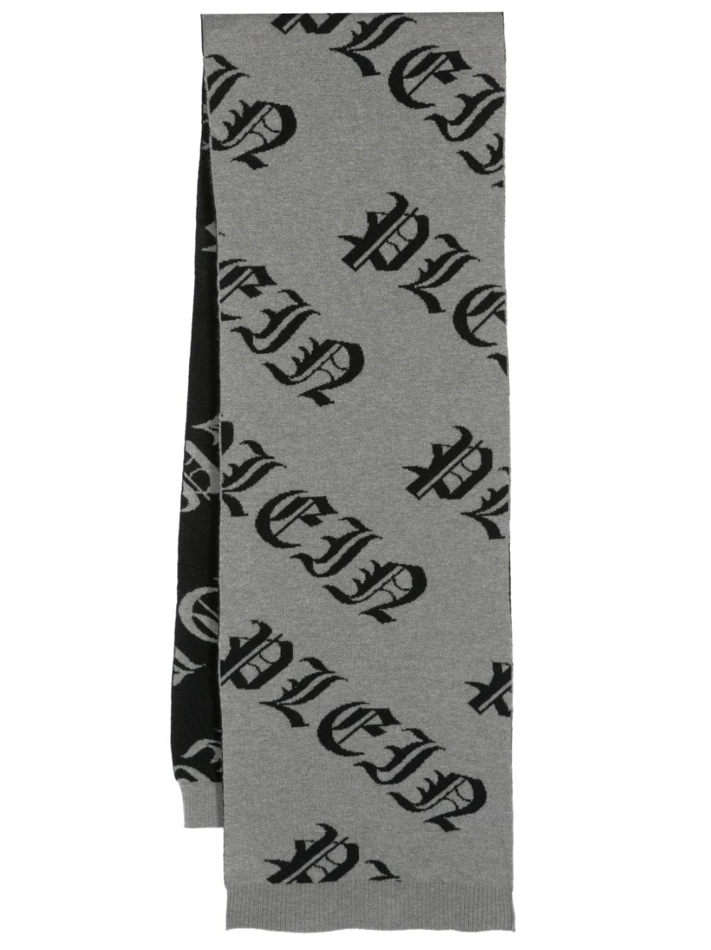 Philipp Plein Gothic Plein intarsia-knit scarf - Grey von Philipp Plein