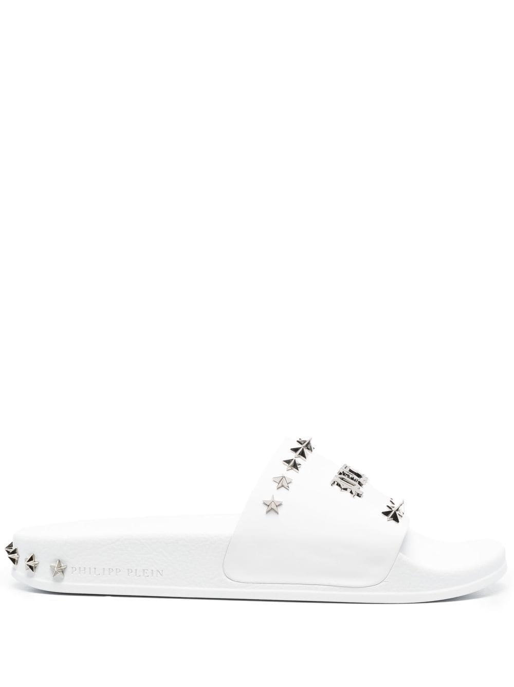 Philipp Plein Gothic Plein stud-studded slides - White von Philipp Plein