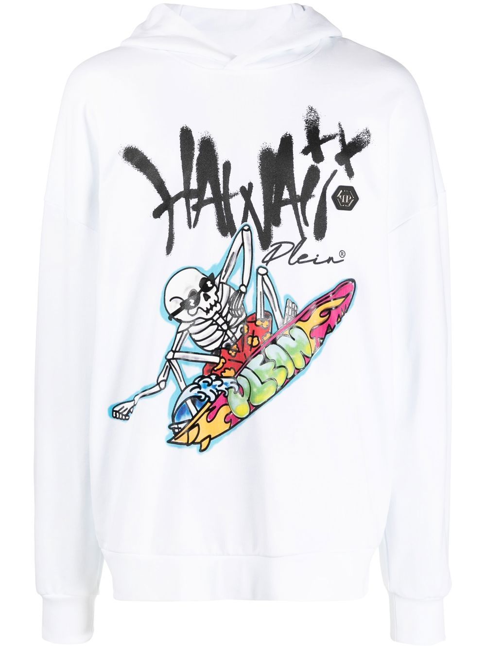 Philipp Plein Hawaii-print cotton hoodie - White von Philipp Plein