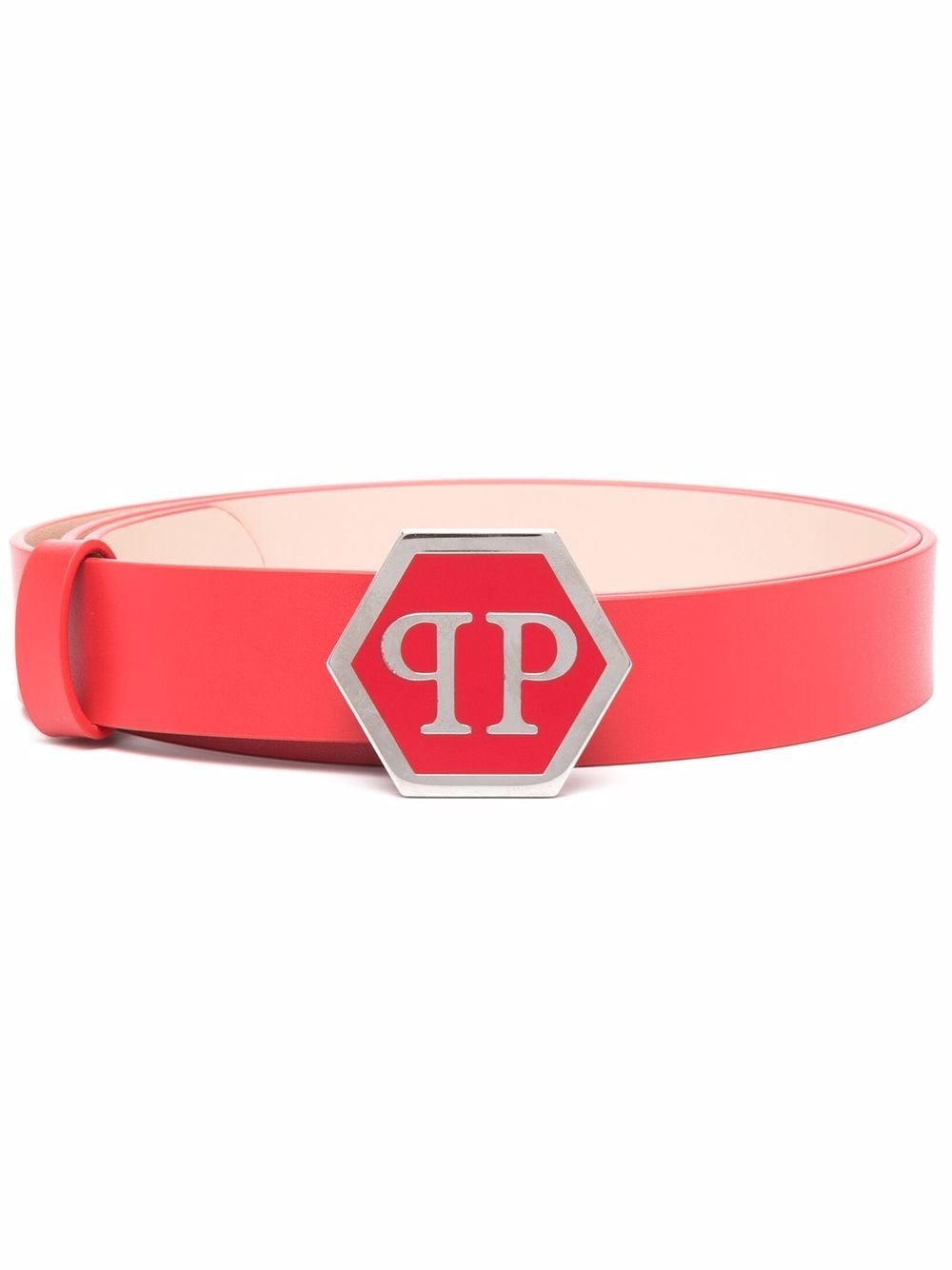 Philipp Plein Hexagon leather belt - Red von Philipp Plein