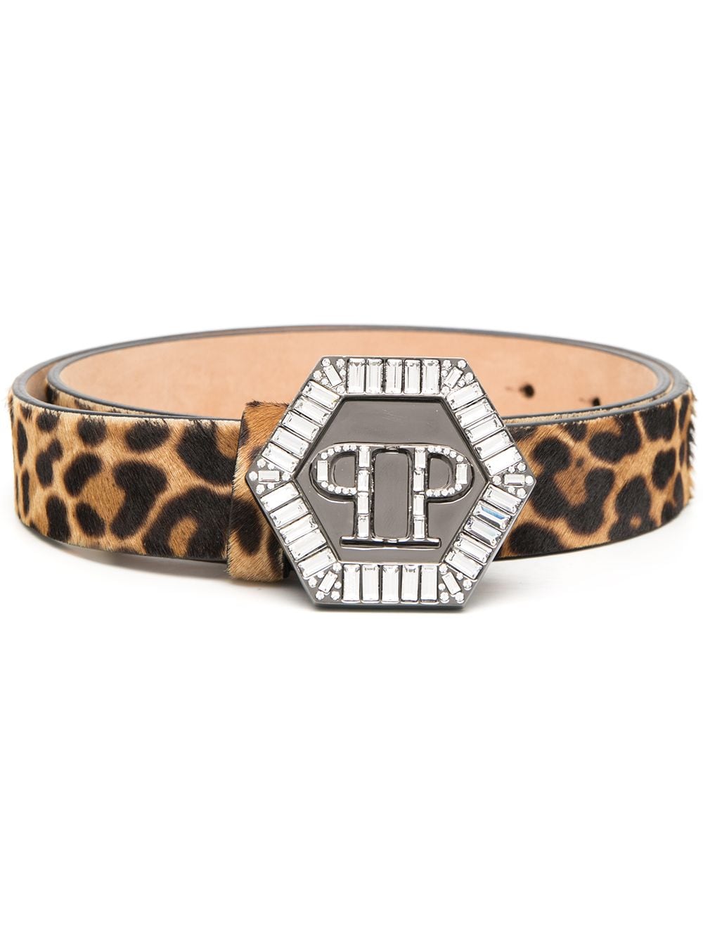 Philipp Plein Hexagon leopard-print belt - Yellow von Philipp Plein