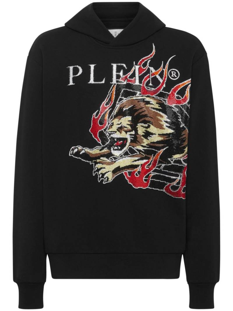 Philipp Plein Lion Circus logo-embroidered hoodie - Black von Philipp Plein