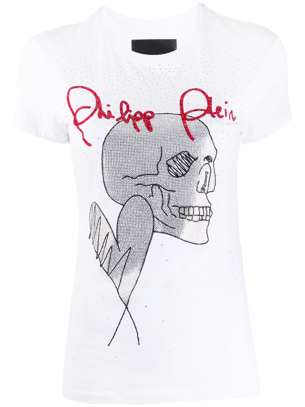 Philipp Plein Love Plein rhinestone skull T-Shirt - White von Philipp Plein