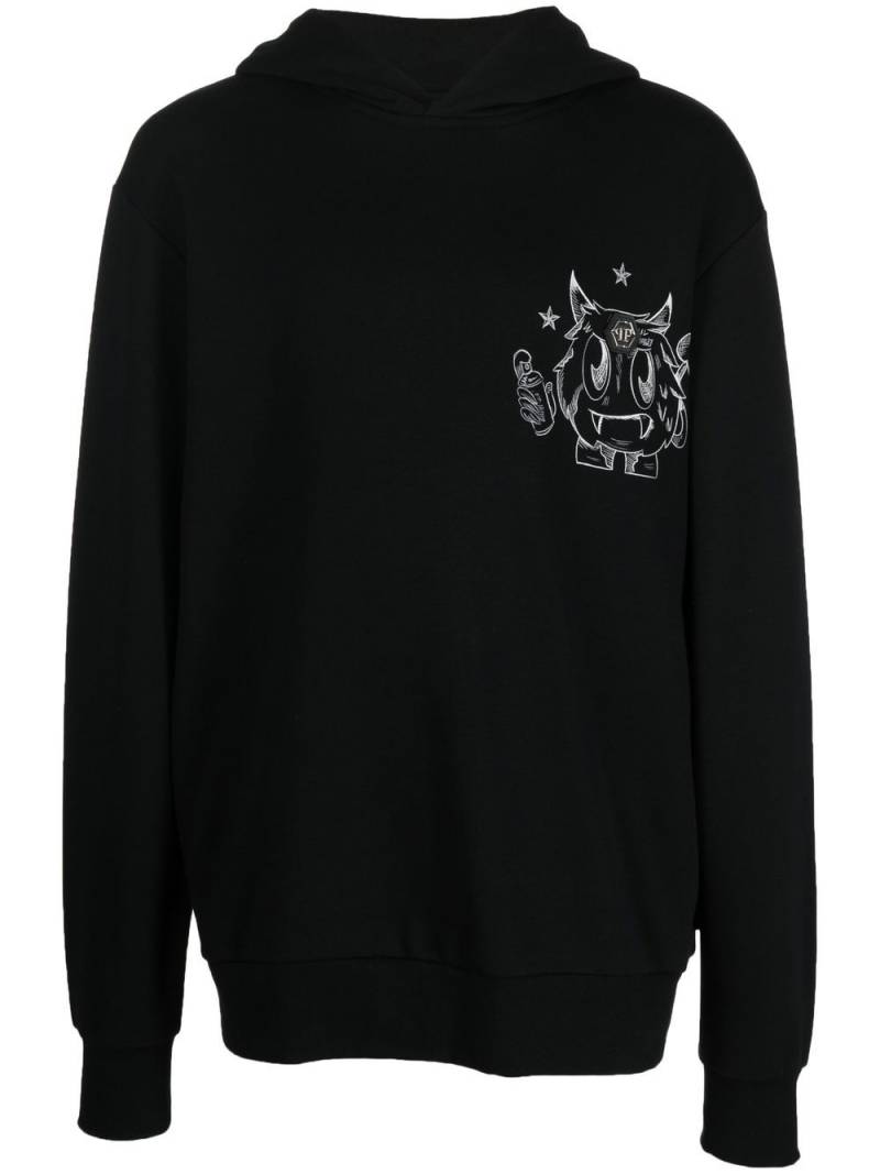 Philipp Plein Monster print cotton hoodie - Black von Philipp Plein