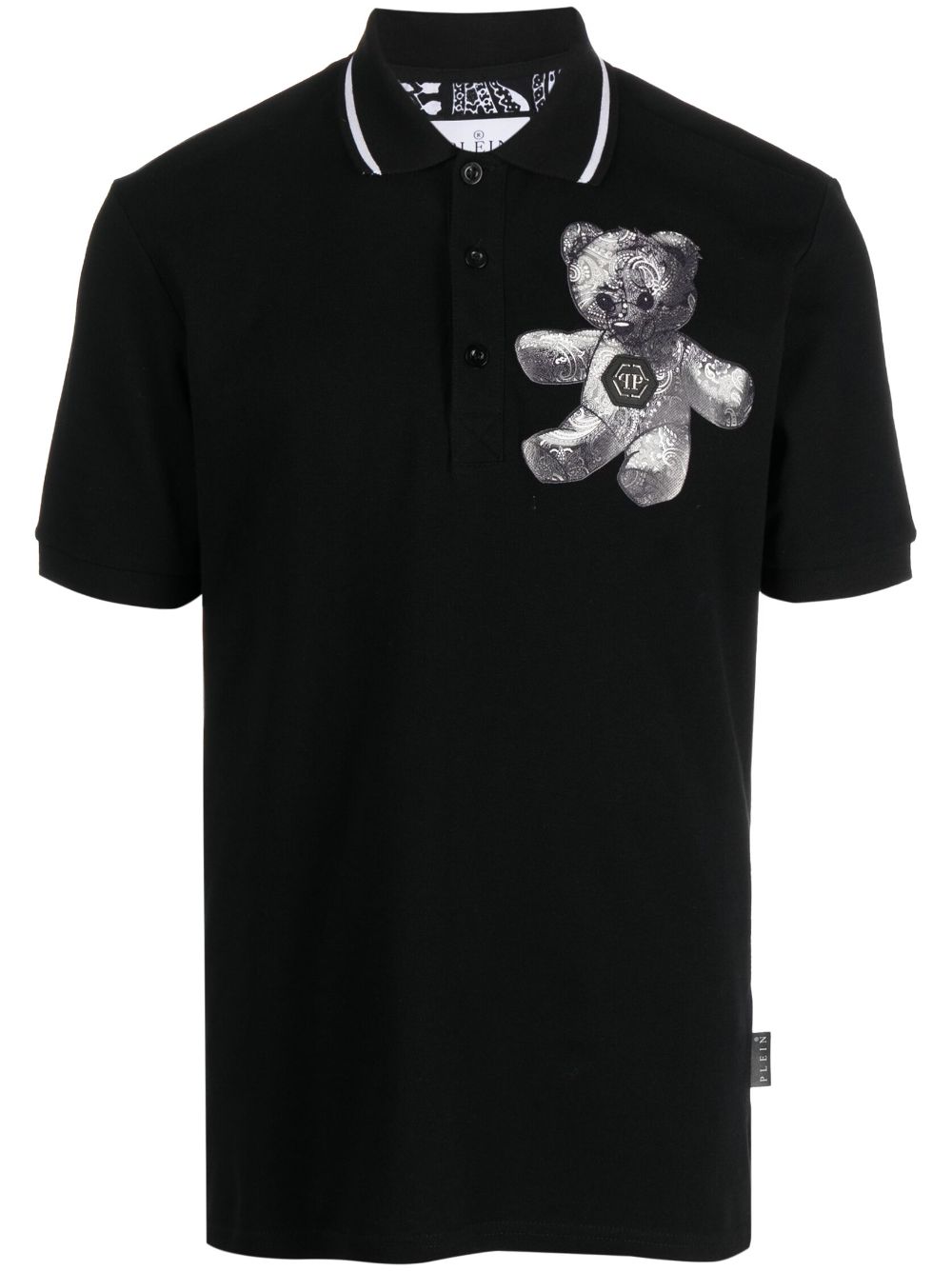 Philipp Plein Paisley Teddy Bear polo shirt - Black von Philipp Plein