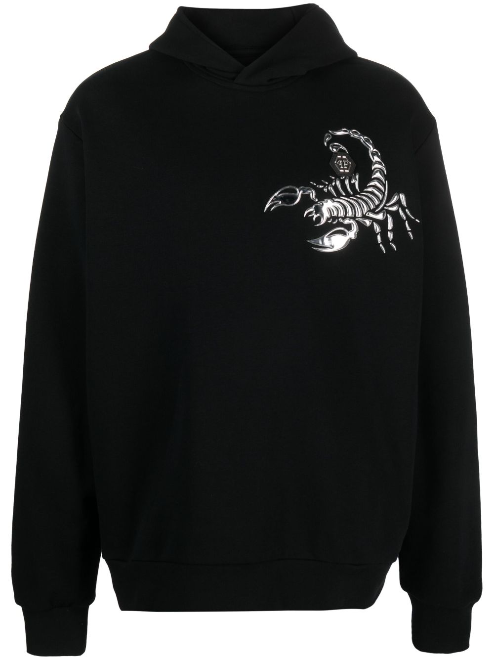 Philipp Plein Scorpion appliqué-detail cotton hoodie - Black von Philipp Plein
