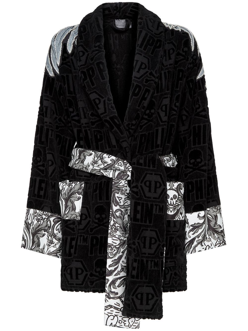 Philipp Plein Silver Eagle short bathrobe - Black von Philipp Plein