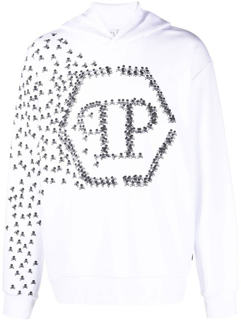 Philipp Plein Skull and Bones cotton hoodie - White von Philipp Plein