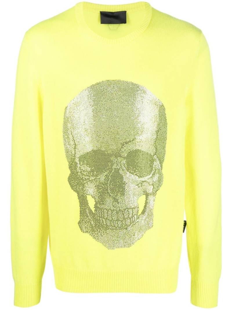 Philipp Plein Skull logo knitted sweater - Yellow von Philipp Plein