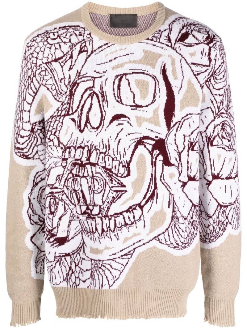Philipp Plein Skull patterned-intarsia sweatshirt - Neutrals von Philipp Plein