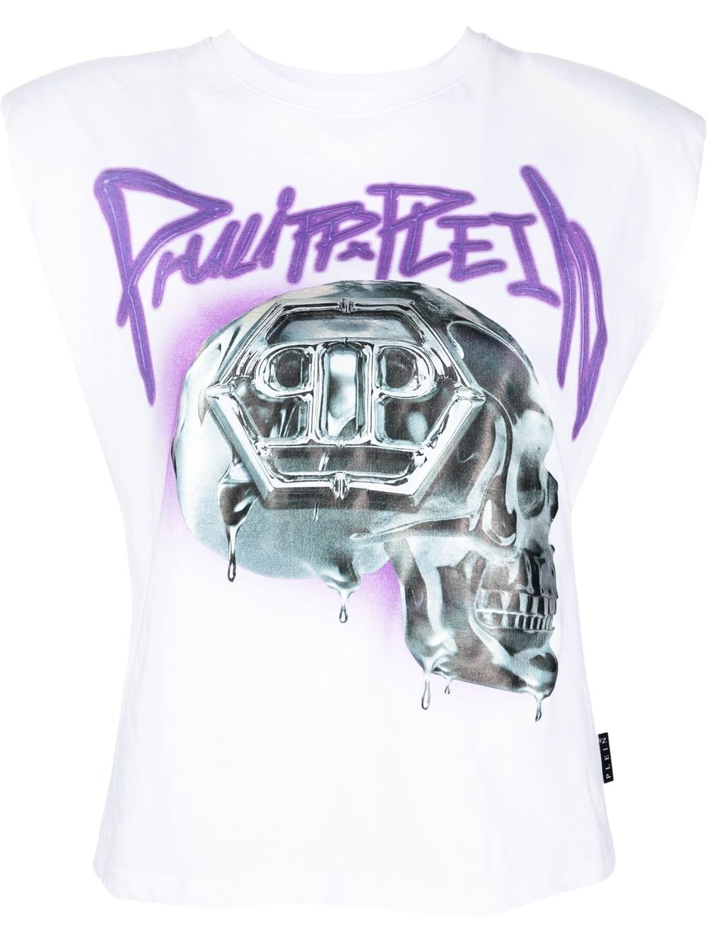 Philipp Plein Skull-print Padded-shoulder tank top - White von Philipp Plein