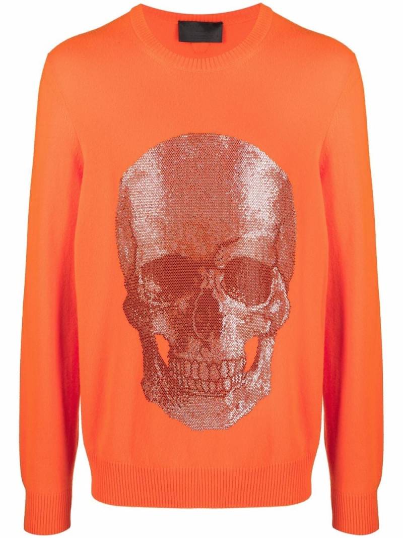 Philipp Plein Skull print crewneck sweater - Orange von Philipp Plein