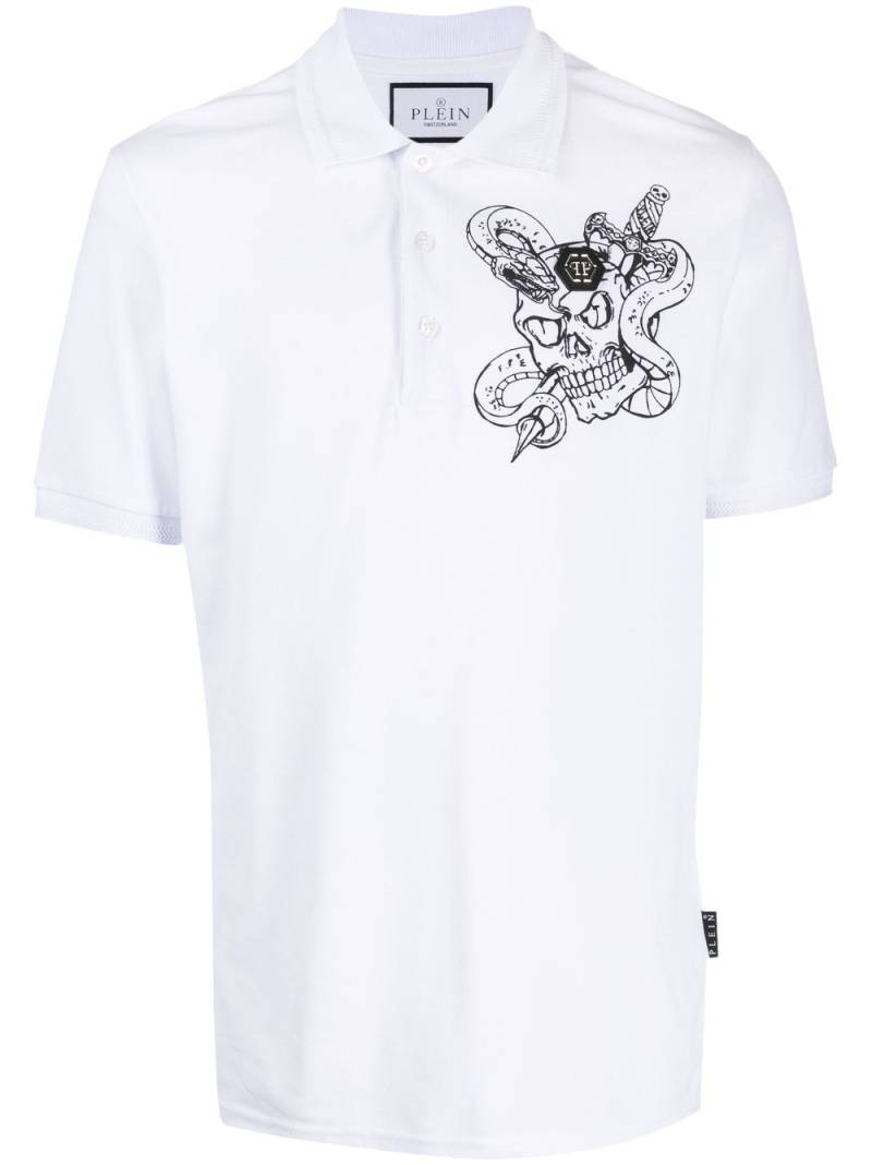 Philipp Plein Snake cotton polo shirt - White von Philipp Plein