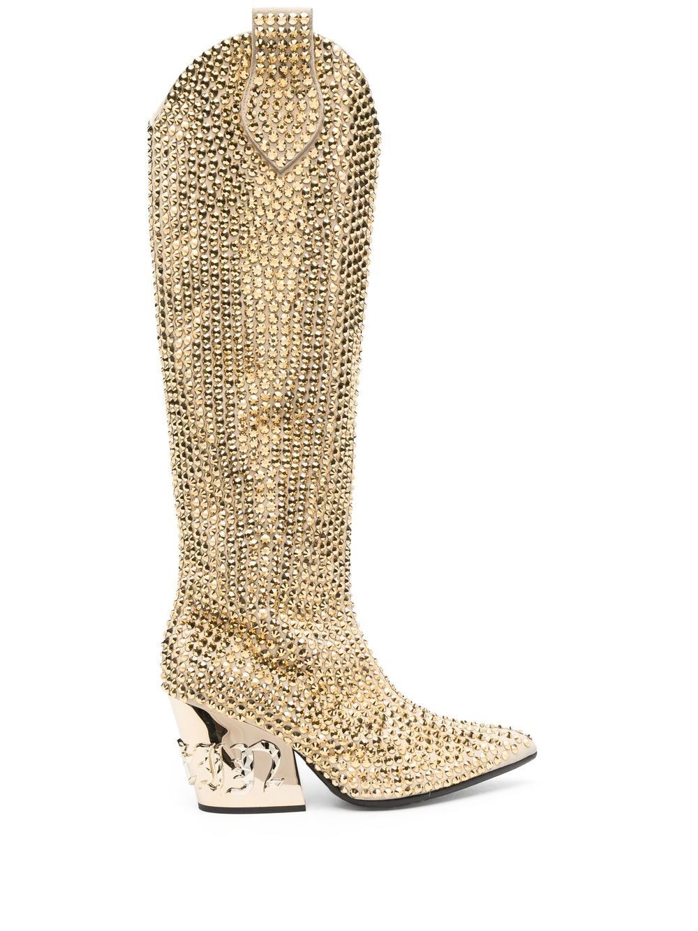 Philipp Plein Strass CowBoy calf-length boots - Gold von Philipp Plein