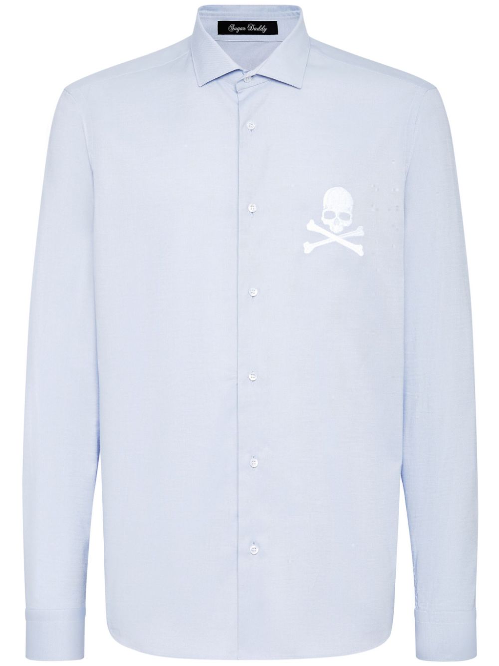 Philipp Plein Sugar Daddy skull-embroidered cotton shirt - Blue von Philipp Plein