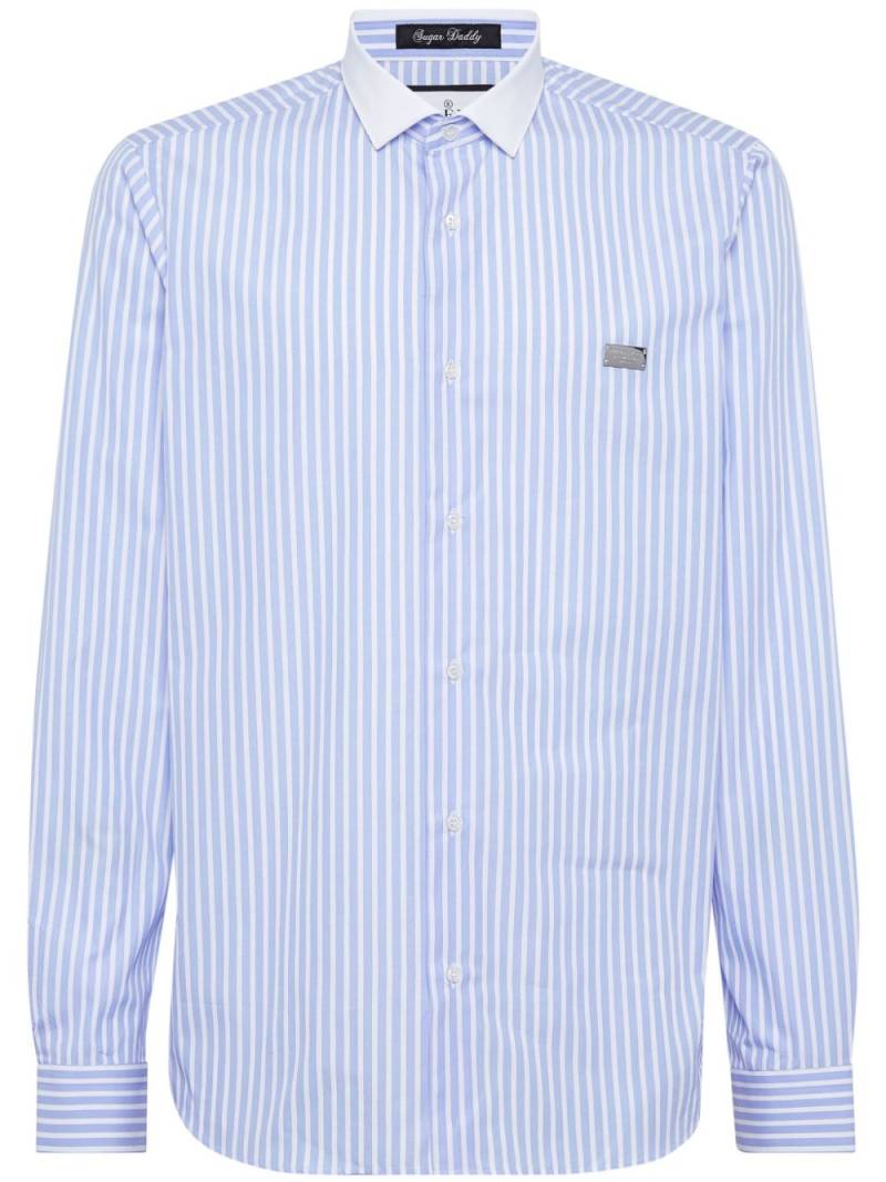 Philipp Plein Sugar Daddy striped cotton shirt - Blue von Philipp Plein