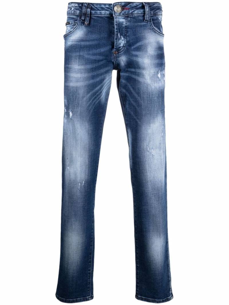 Philipp Plein Supreme Destroyed low-rise straight jeans - Blue von Philipp Plein