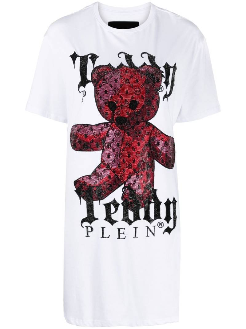 Philipp Plein Teddy Plein crystal-embellished T-shirt dress - White von Philipp Plein