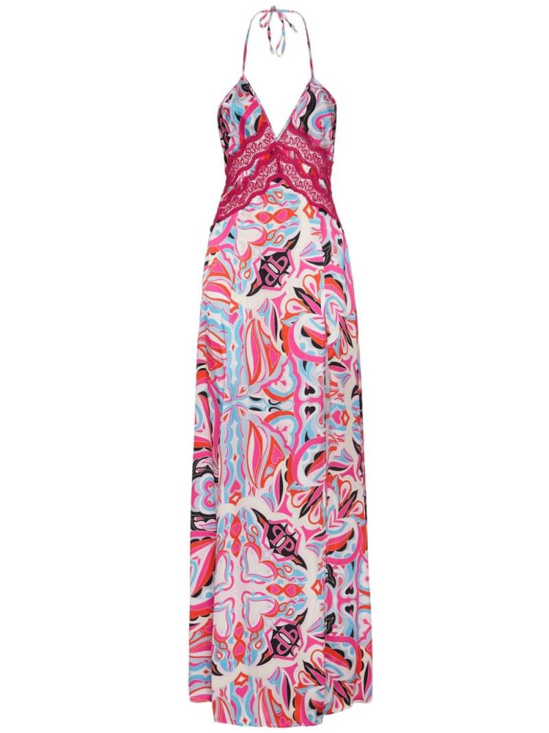 Philipp Plein abstract-print V-neck maxi dress - Pink von Philipp Plein