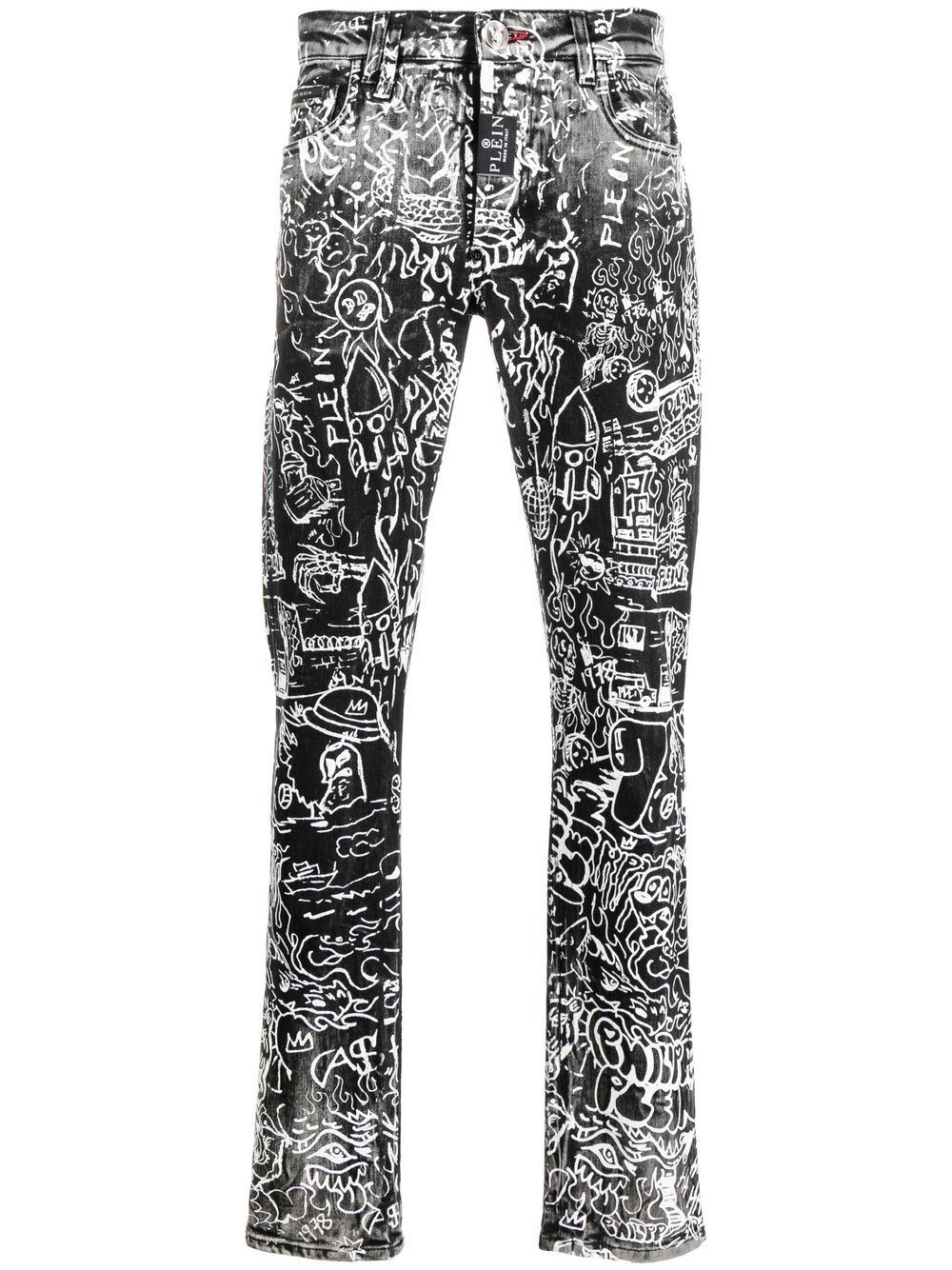 Philipp Plein all-over graphic-print jeans - Grey von Philipp Plein