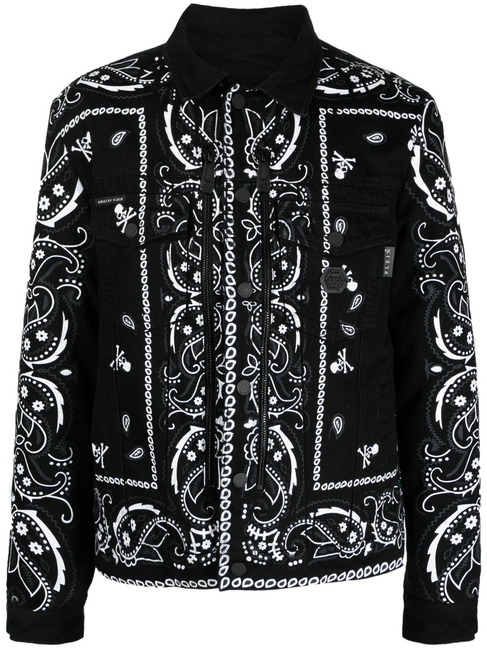 Philipp Plein bandana-print denim jacket - Black von Philipp Plein
