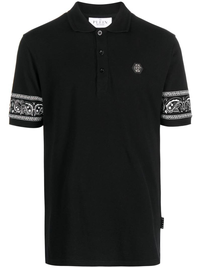 Philipp Plein bandana-print short-sleeved polo shirt - Black von Philipp Plein