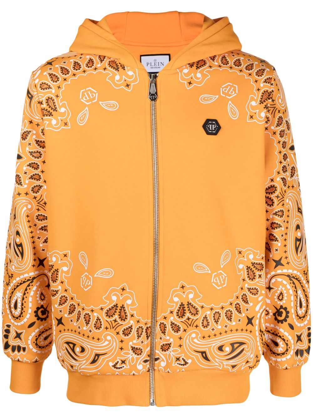 Philipp Plein bandana-print zip-up hoodie - Orange von Philipp Plein