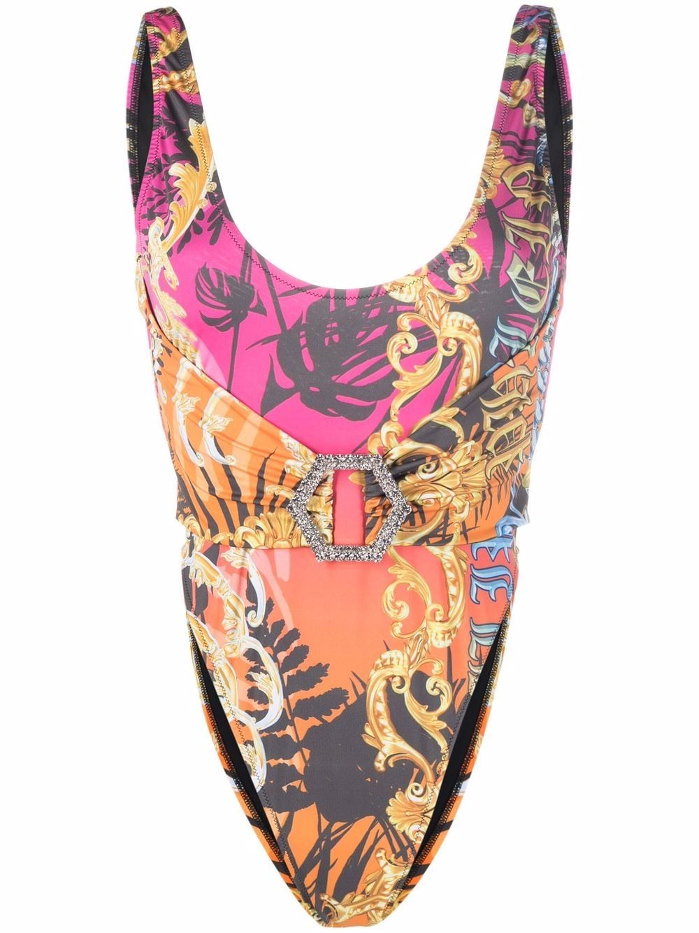 Philipp Plein baroque pattern-print swimsuit - Orange von Philipp Plein