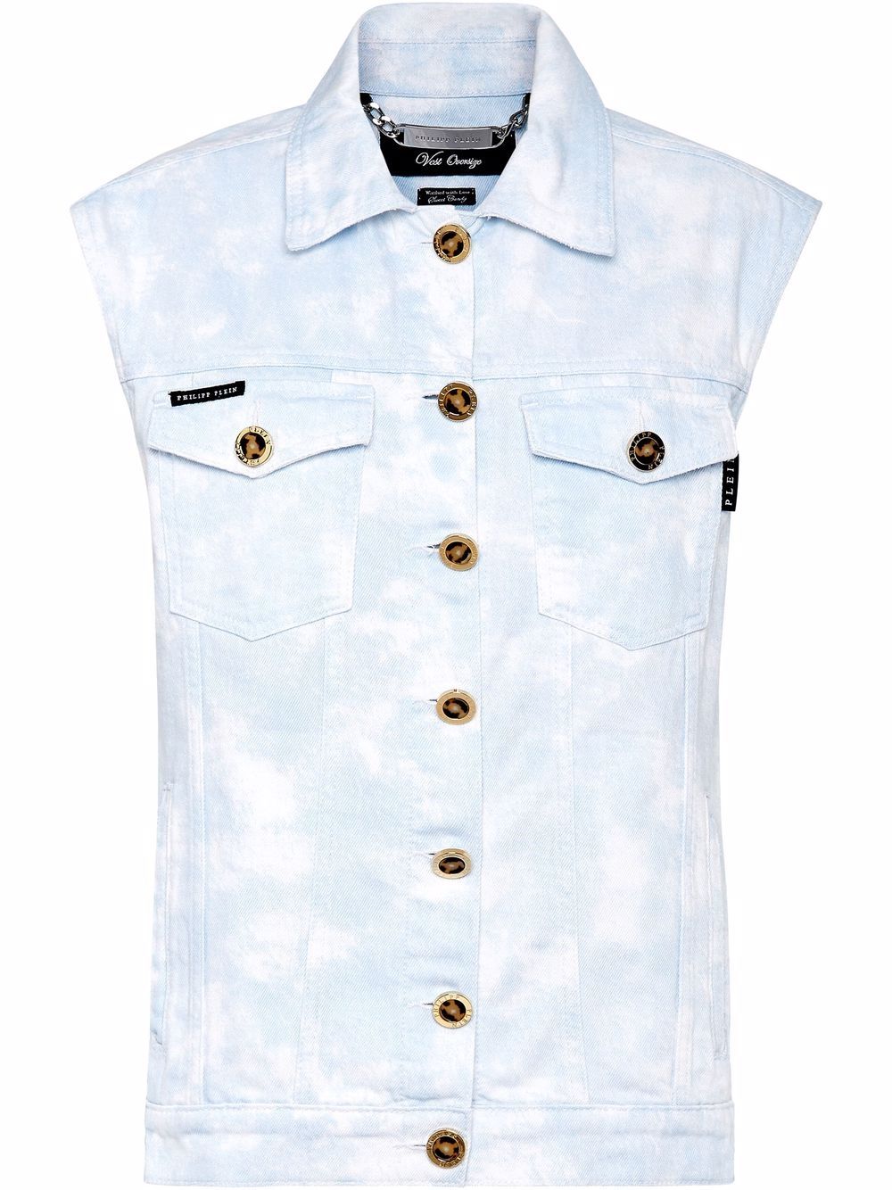 Philipp Plein bleach-effect denim vest - Blue von Philipp Plein