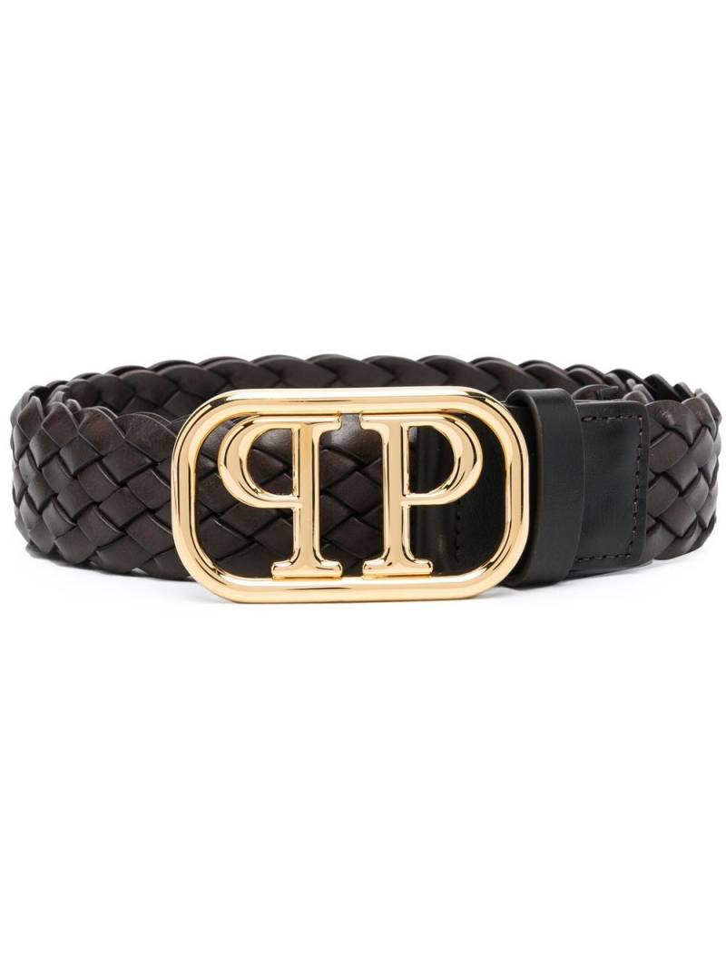 Philipp Plein braided logo buckle belt - Brown von Philipp Plein