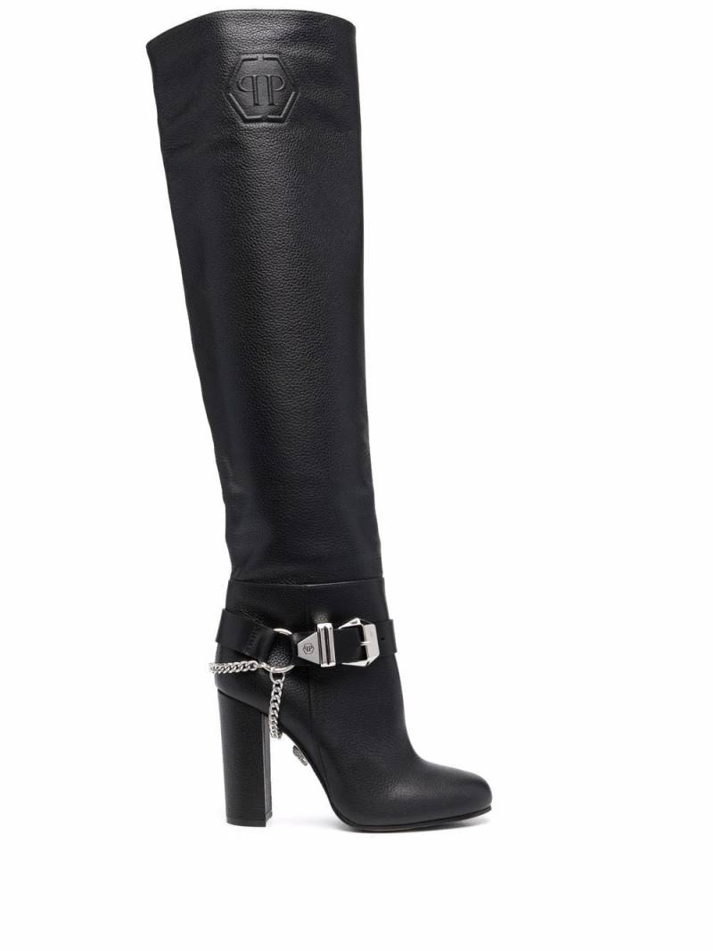 Philipp Plein buckle-detail knee-high boots - Black von Philipp Plein