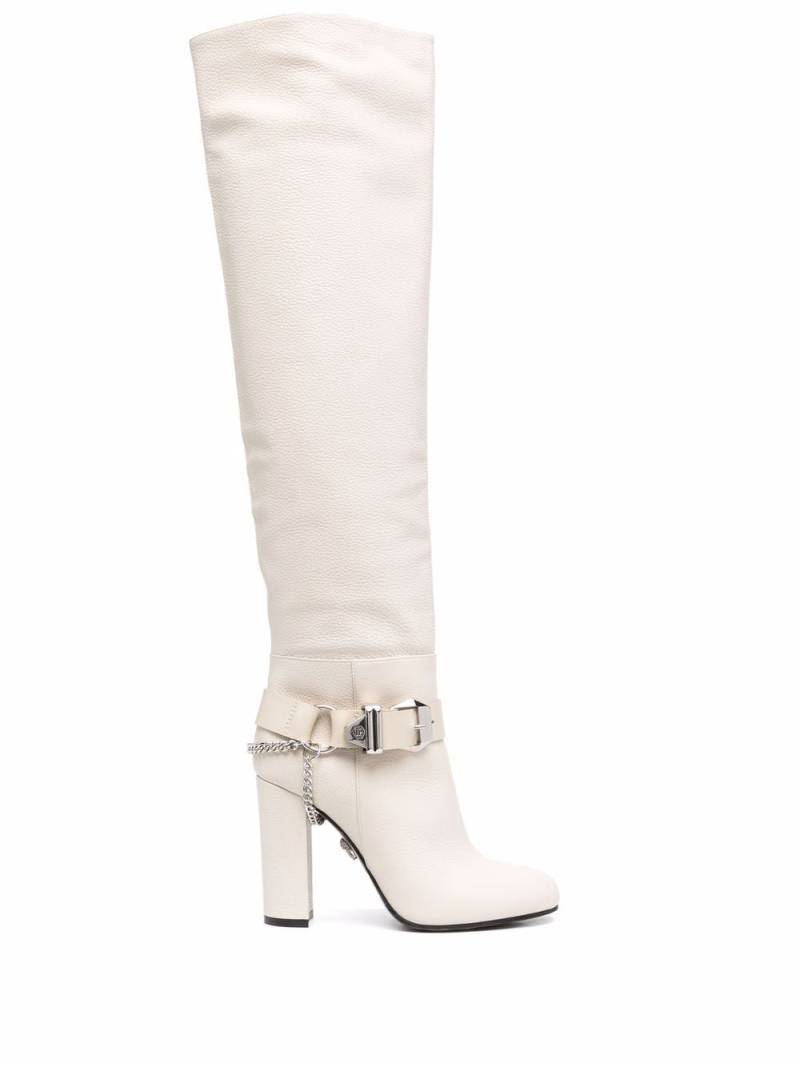 Philipp Plein buckle-detail knee-high boots - Neutrals von Philipp Plein