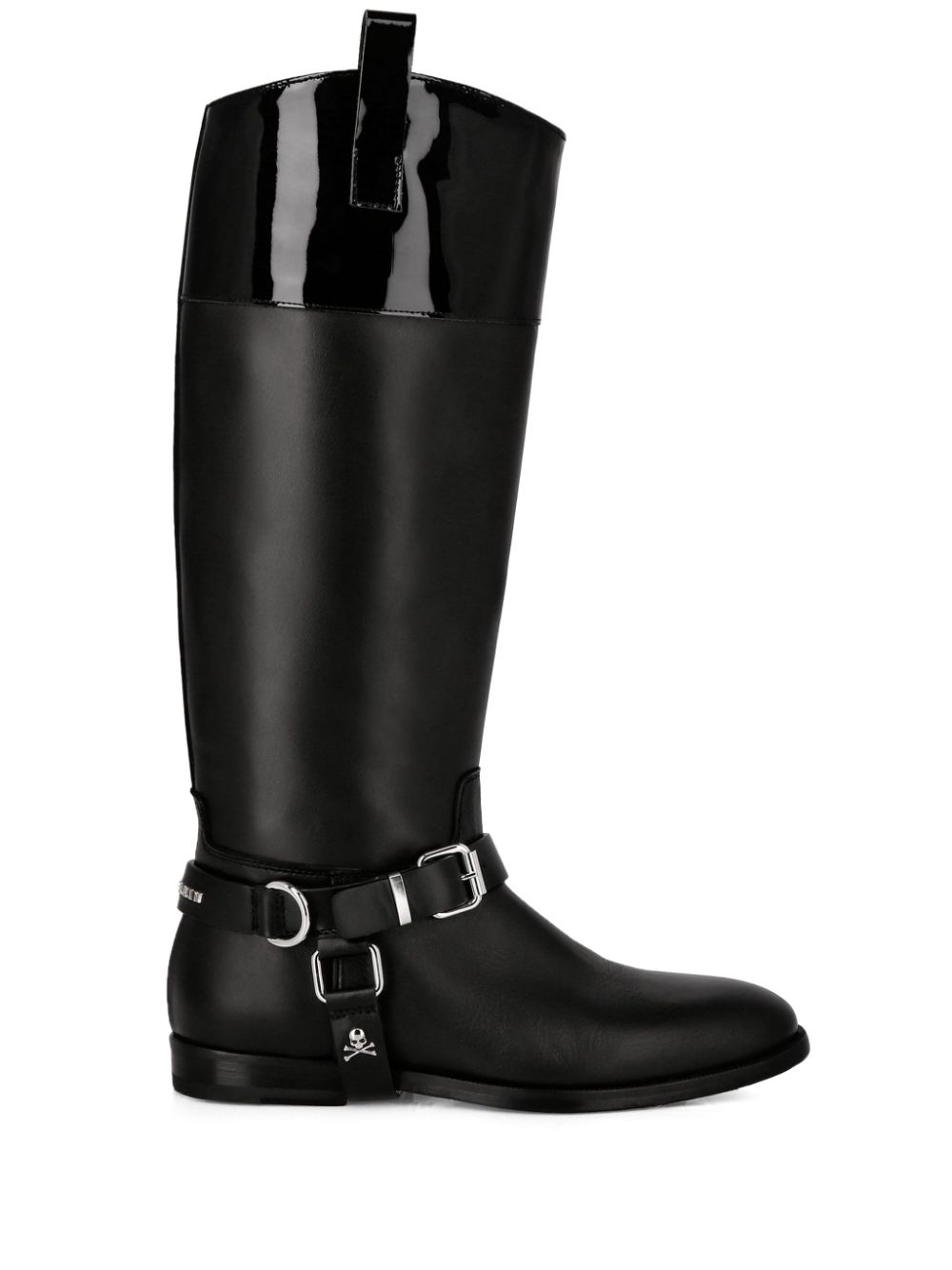 Philipp Plein buckled leather knee-high boots - Black von Philipp Plein